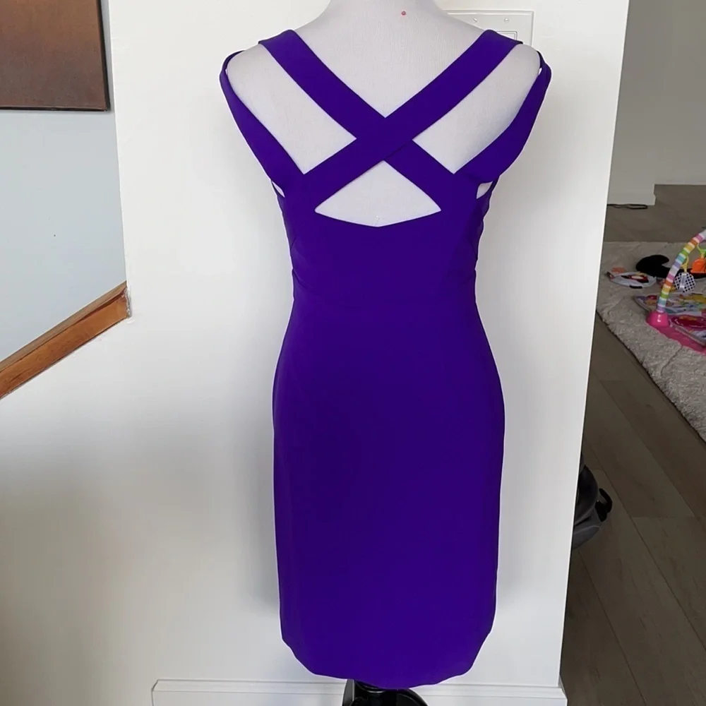 Diane Von Furstenberg Corinne purple full zipper shoulder cutout dress - Picture 7 of 9